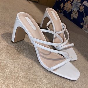 Simple white semi formal strappy heels